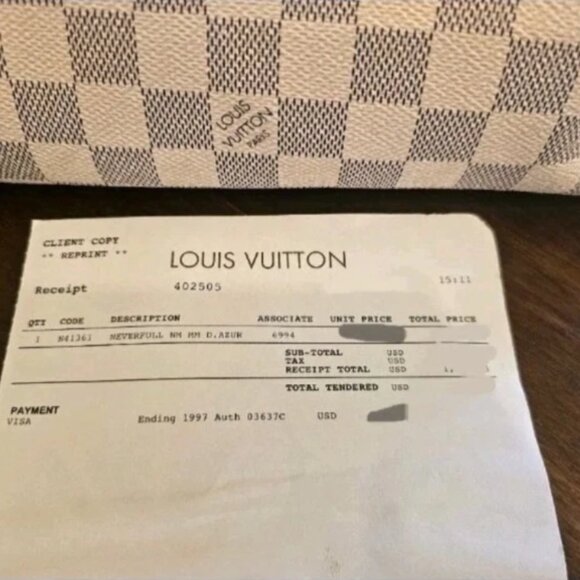Louis Vuitton Neverfull MM Tote Damier Azur Authentic Pre-Owned - Picture 4 of 9